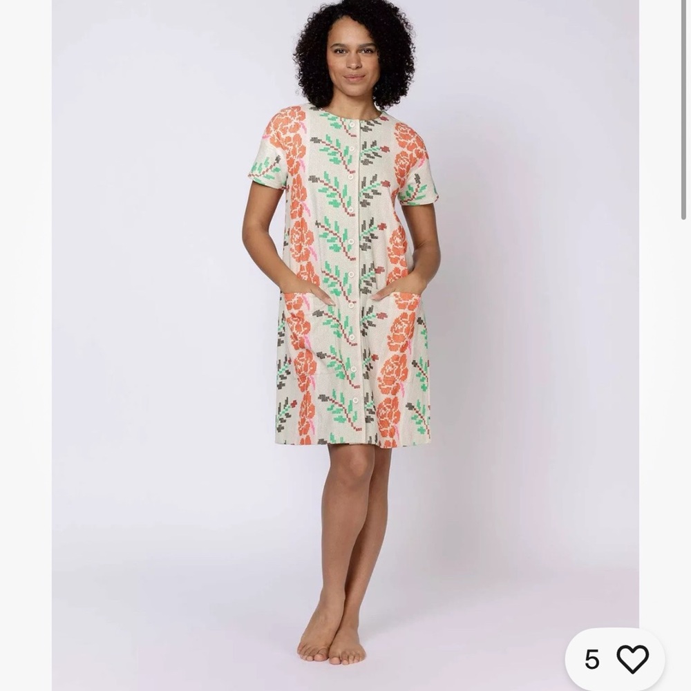 Ace & Jig Floral Mini Dress - Cream, Green, and Orange